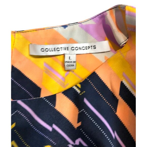 Collective Concepts Women's Size L Colorful Geometric Print Cropped Blouse - Picture 7 of 9
